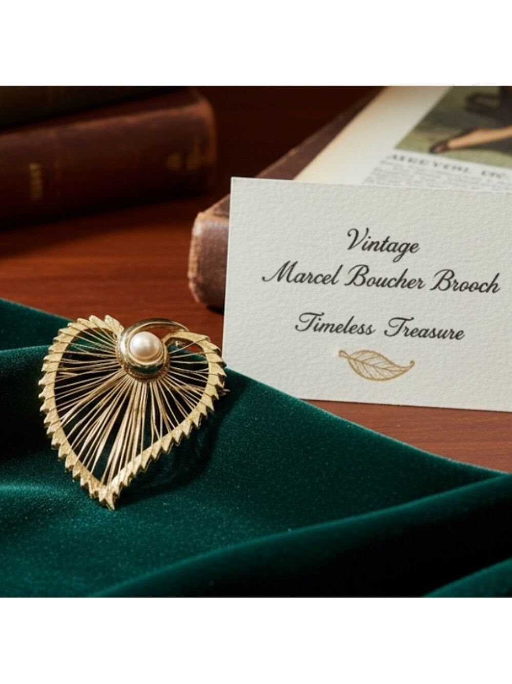 Marcel Boucher vintage gold plated wire work  heart brooch